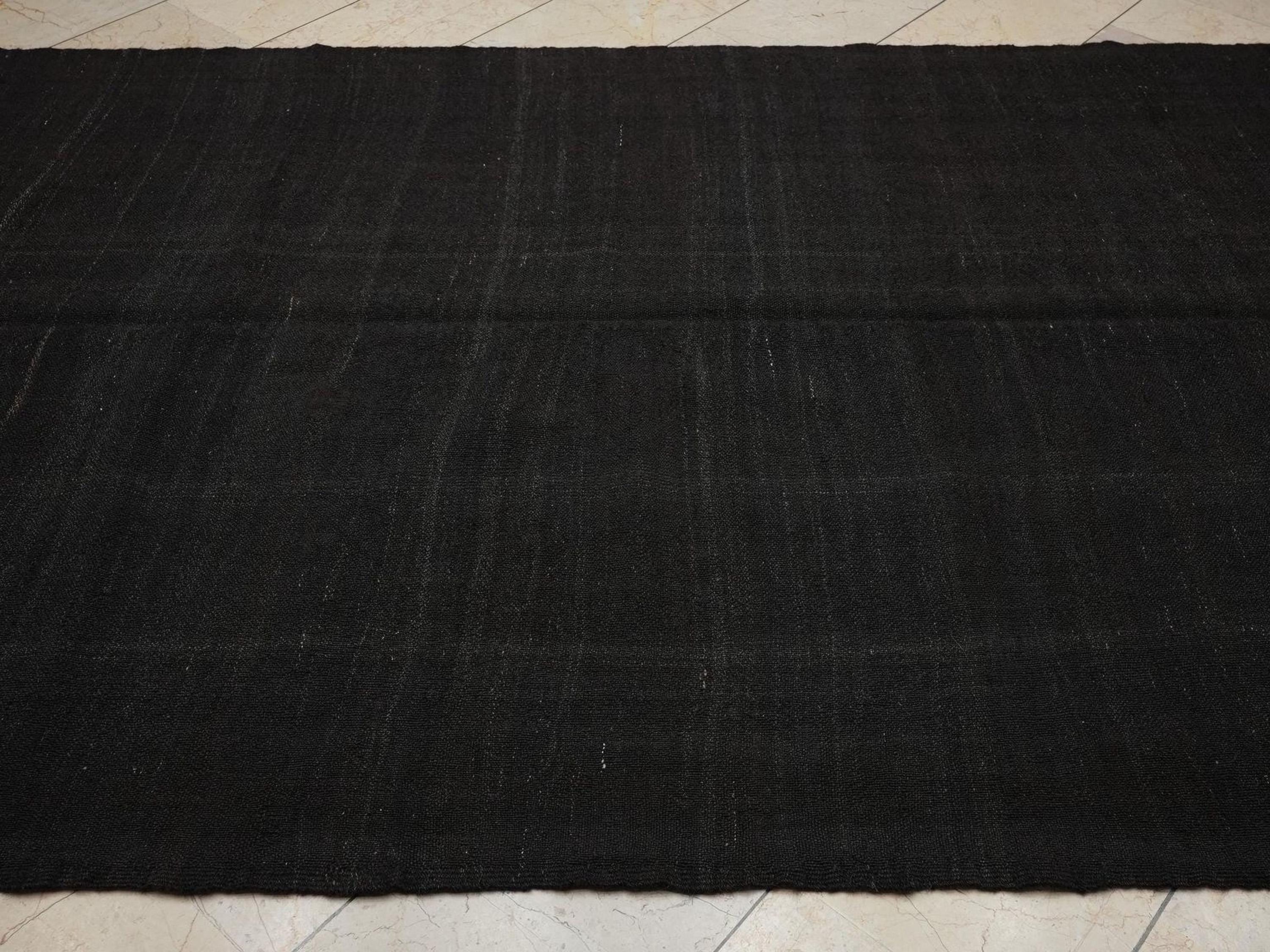 6x14 Dark Brown Natural Goat Hair Kilim Rug-Flat Weave Made Seasonal Outdoor Decor Rugs.
