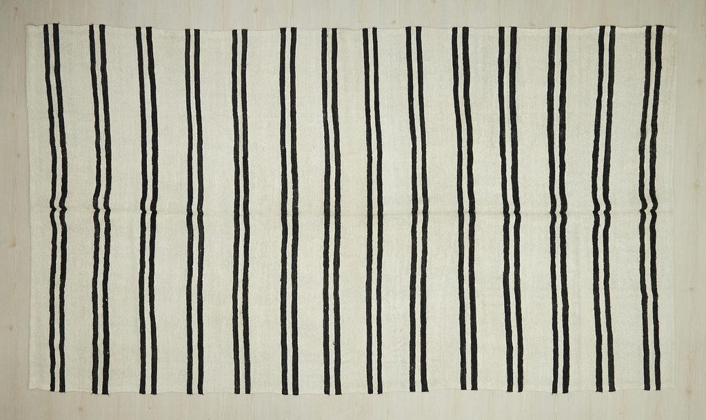 7x12 Stripe Eco-Friendly Hemp Kilim Rug: Scandinavian Home Style Seasonal Decor Turkish Rugs.
