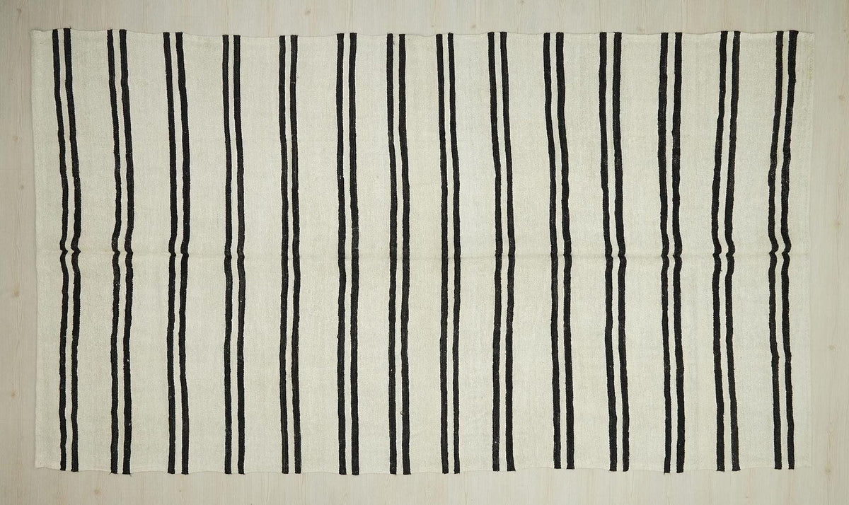 7x12 Stripe Eco-Friendly Hemp Kilim Rug: Scandinavian Home Style Seasonal Decor Turkish Rugs.