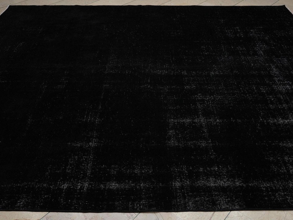 Overdye Plain Black Vintage Oushak Rug-8x10 Mid Century Modern Home Living Floor Turkish Rugs.