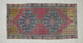 Vintage Oushak Rug: Mid-Century Modern Turkish Wool Carpet Rugs, 3,8"x7,7" Feet.