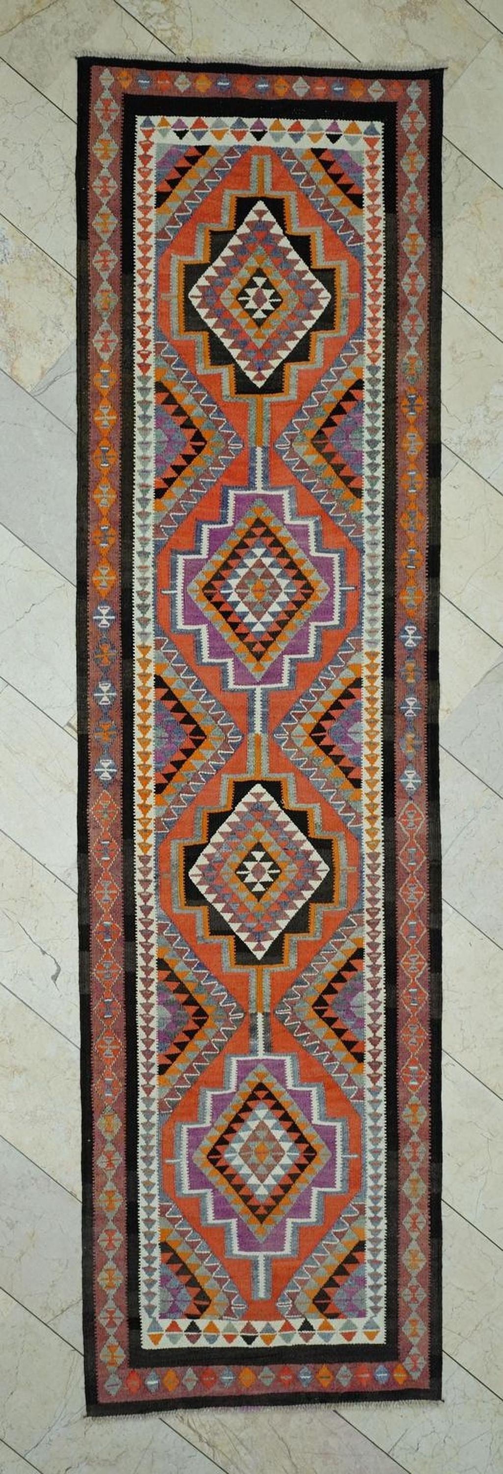 Kurdish Wedding Gift Kilim Rug Runner,3,1"x11,5" Feet,Home Living Decor Rugs.