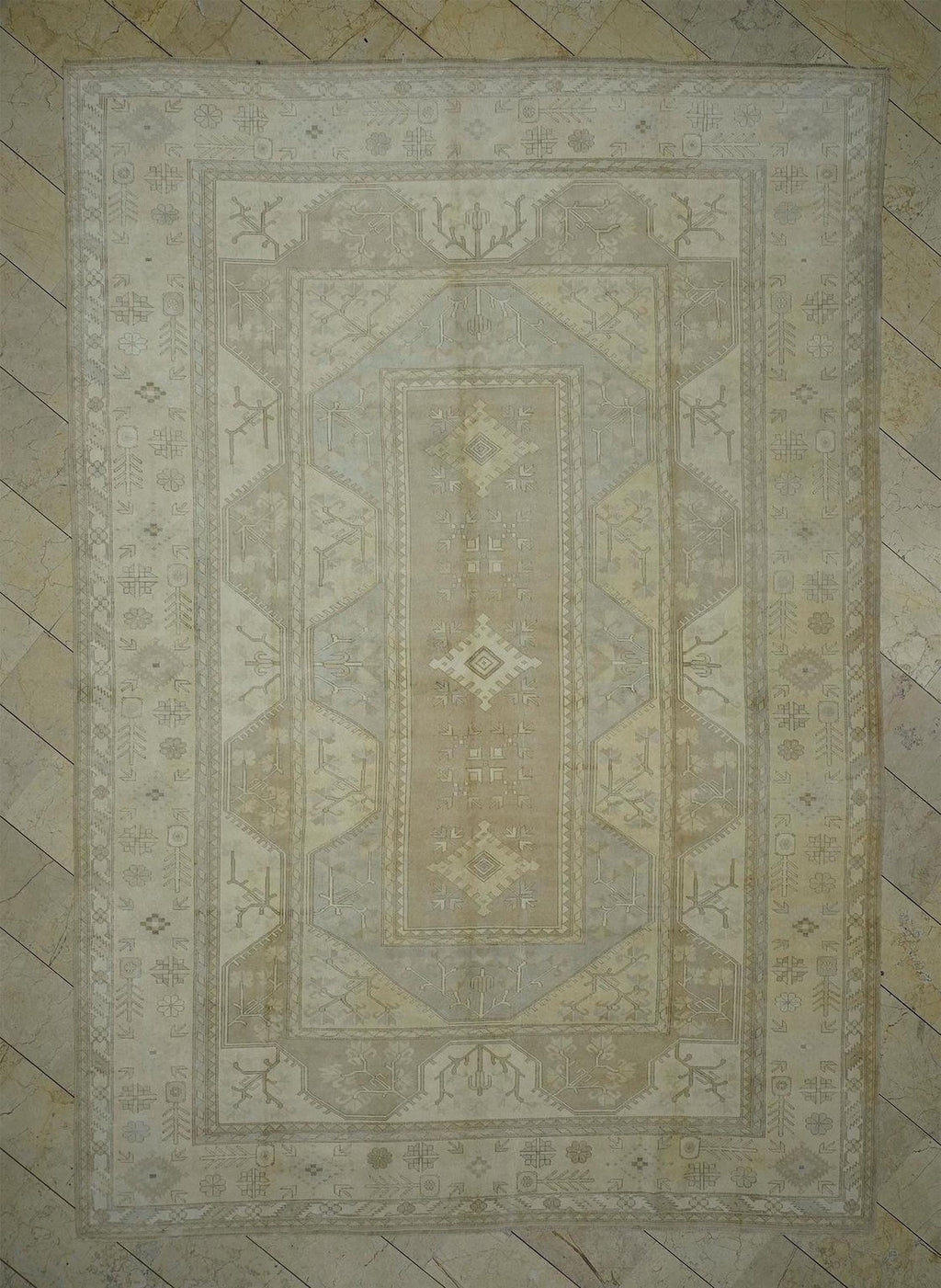 Oushak Rug: Muted Turkish Wool Rugs 9.5 x 13.5 ft,Home Living Area Carpet.