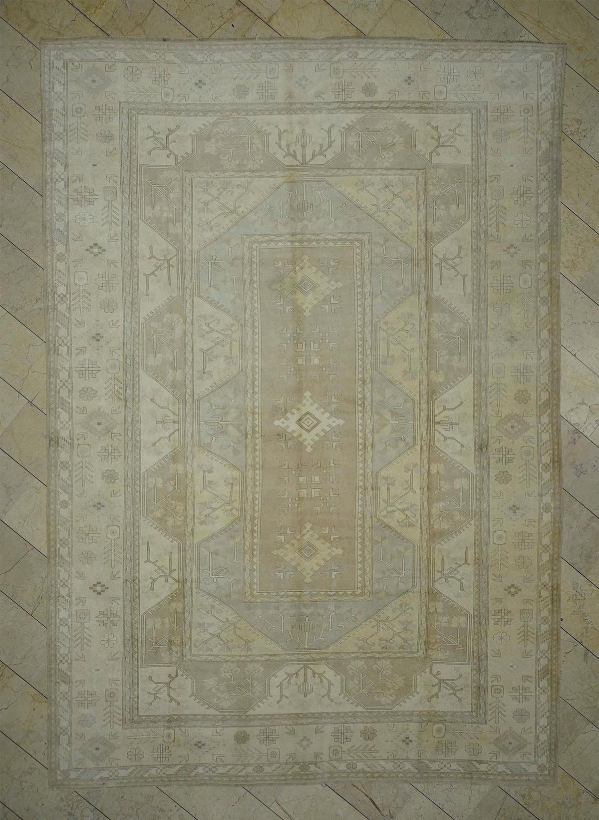 Oushak Rug: Muted Turkish Wool Rugs 9.5 x 13.5 ft,Home Living Area Carpet.