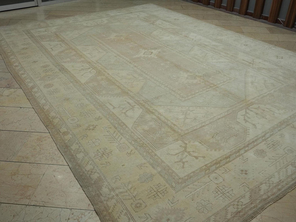Oushak Rug: Muted Turkish Wool Rugs 9.5 x 13.5 ft,Home Living Area Carpet.