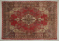 Antique Decor Turkish Sivas Rug: 6.7x9.5 ft, Red Brown Large Anatolian Carpet Rugs.