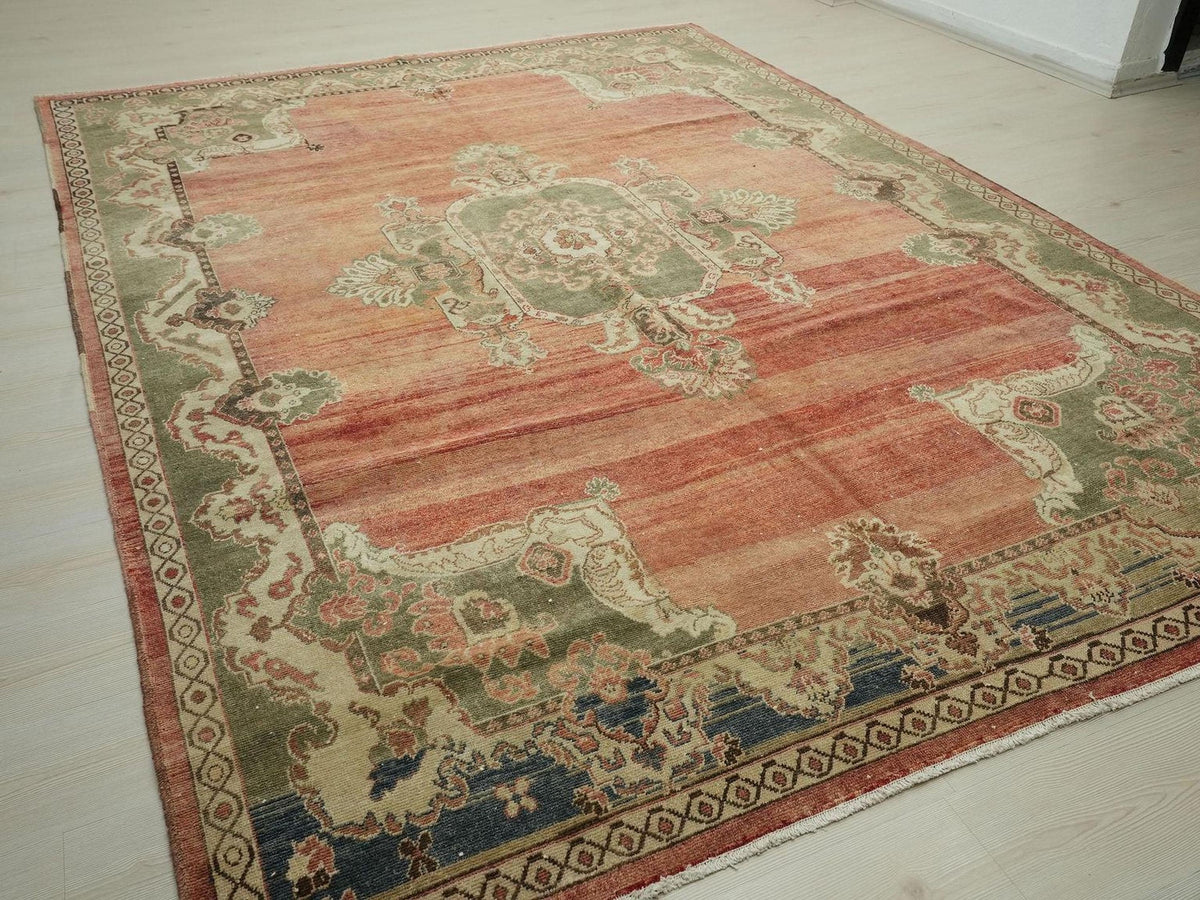 Oversized Antique Malatya Rug: Mid-Century Turkish Wool Carpet 7.6x10.2 ft.