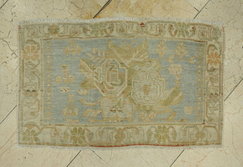 Wall Or Table Decor Small Size Antique Handmade Rug: 1.6x2.7 Feet.