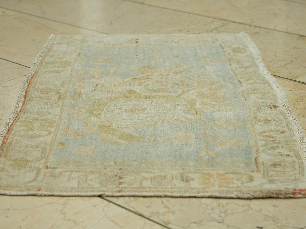 Wall Or Table Decor Small Size Antique Handmade Rug: 1.6x2.7 Feet.