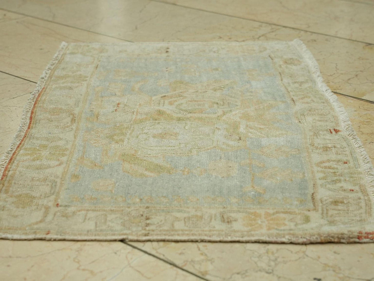Wall Or Table Decor Small Size Antique Handmade Rug: 1.6x2.7 Feet.