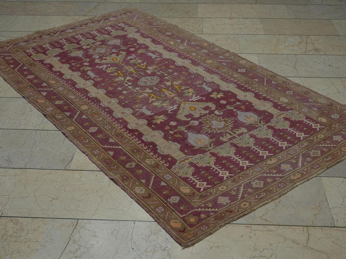 Turkmenistan Derbent Rug: 4x7 ft. Antique Wool Carpet