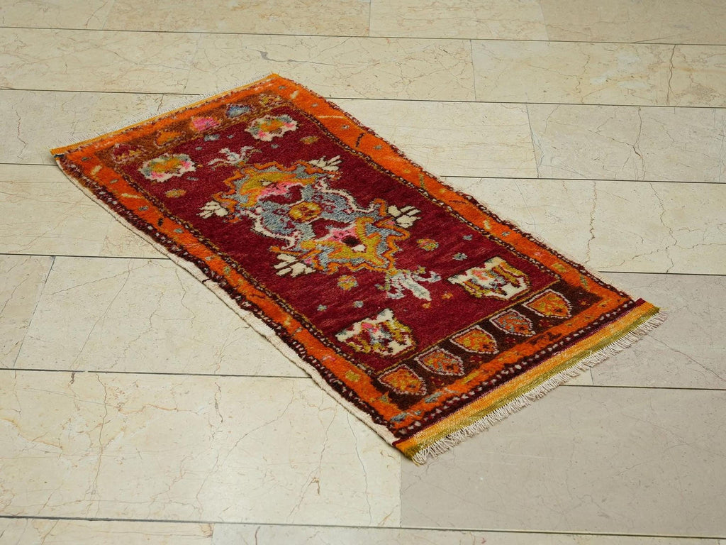 Wall Hanging Antique Baby Sheep Wool Woven Small Turkish Rug,2x4 Ft.Unusually Rugs.