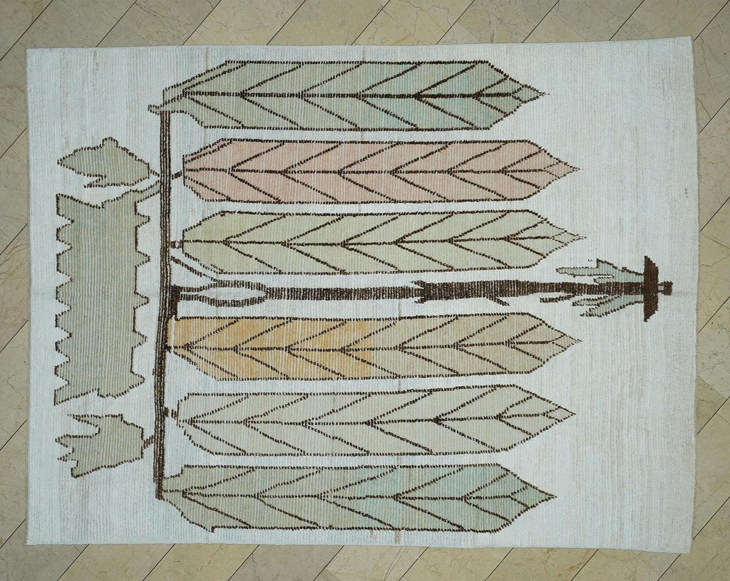 Tree of Life Design Hemp & Wool Carpet Rug: 8x10 Multi Pastel Color Rugs.