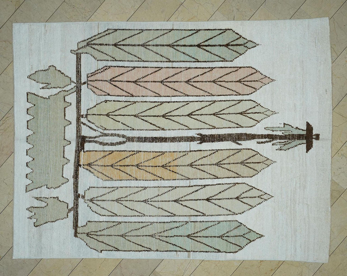 Tree of Life Design Hemp & Wool Carpet Rug: 8x10 Multi Pastel Color Rugs.