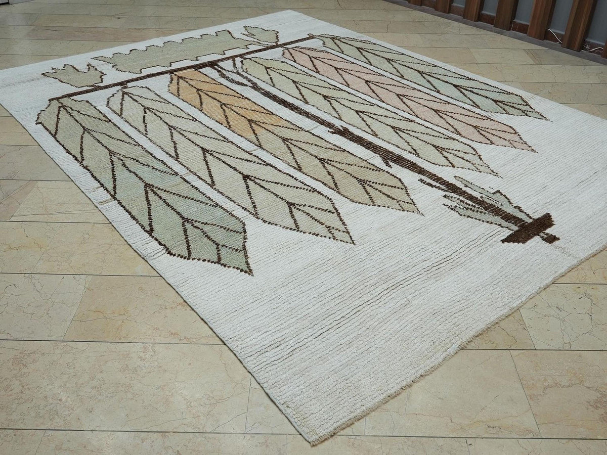 Tree of Life Design Hemp & Wool Carpet Rug: 8x10 Multi Pastel Color Rugs.