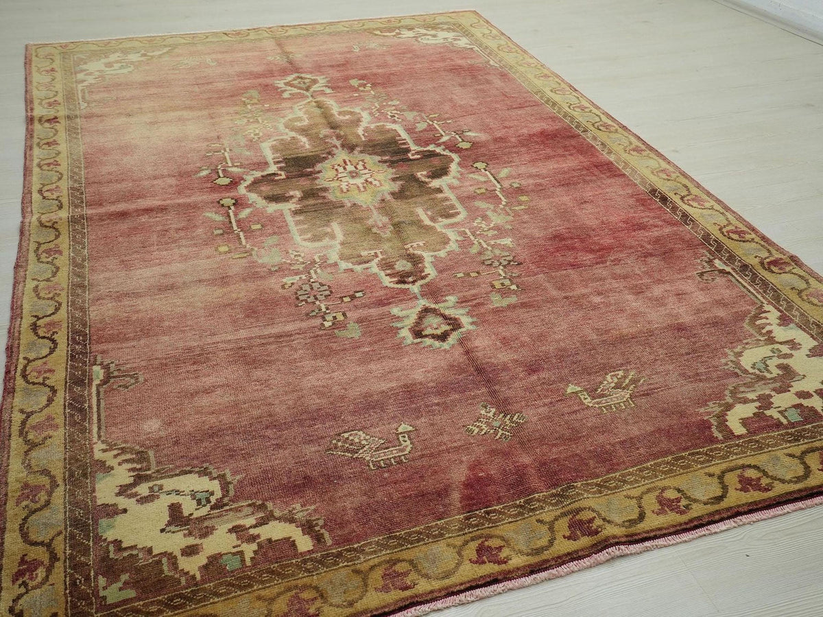 6x9 Antique Turkish Wool Carpet Rug: Large Tribal Dowry Rugs.