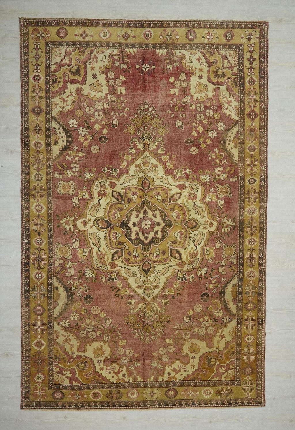 Primitive Design Antique Carpet Rug,Wool Vintage Rugs, 7.1x11.1 Feet 217x340 Cm,