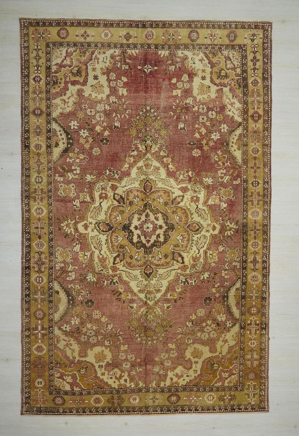 Primitive Design Antique Carpet Rug,Wool Vintage Rugs, 7.1x11.1 Feet 217x340 Cm,