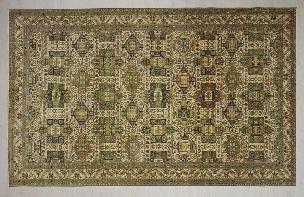Oversized Vintage Kayseri Rug: 8.3"x13.4" Feet,Turkish Wool On Cotton Carpet Rugs.