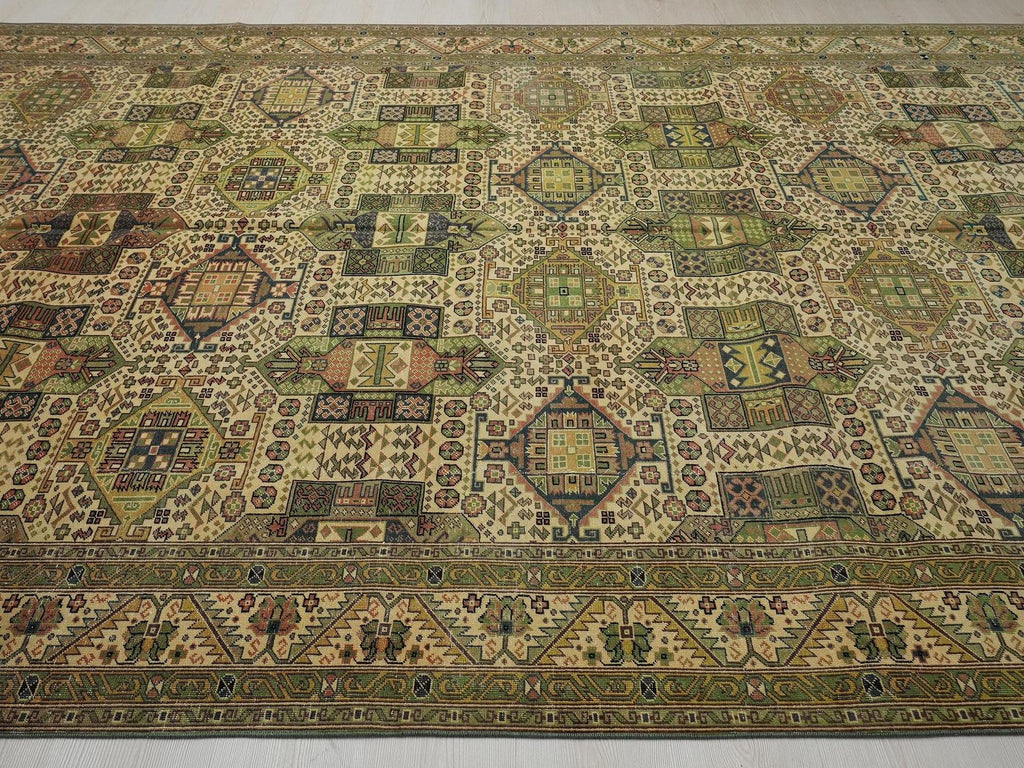 Oversized Vintage Kayseri Rug: 8.3"x13.4" Feet,Turkish Wool On Cotton Carpet Rugs.