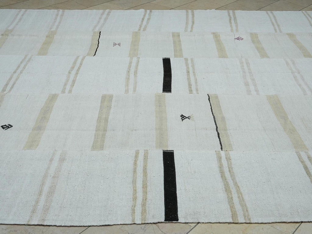 9x11 Handmade Broken Stripe Patchwork Hemp Kilim Rug: Home Living Floor Decor Neutral Rugs.
