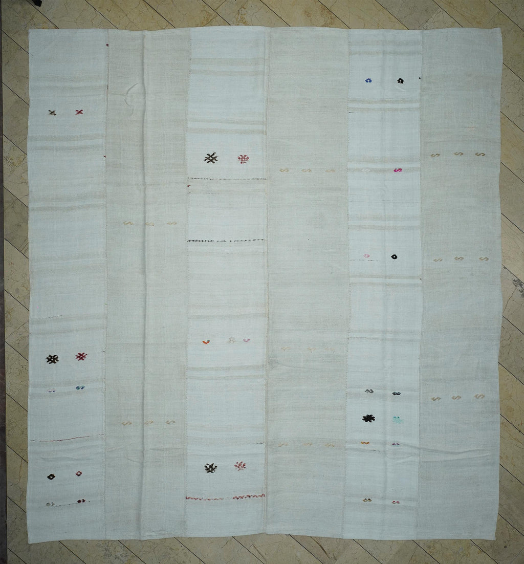 12x13 Oversized Flat-weave Turkish Hemp Kilim Rug: Scandinavian Style Striped Pattern Rugs.
