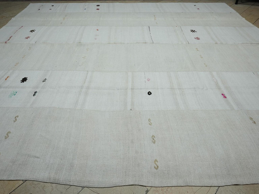 12x13 Oversized Flat-weave Turkish Hemp Kilim Rug: Scandinavian Style Striped Pattern Rugs.