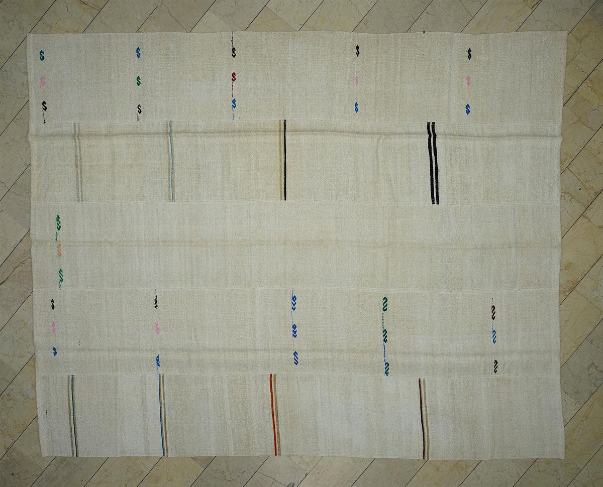 11x13 Vintage Striped Turkish Hemp Rug: Oversized Scandinavian Style Home Floor Decor Rugs.