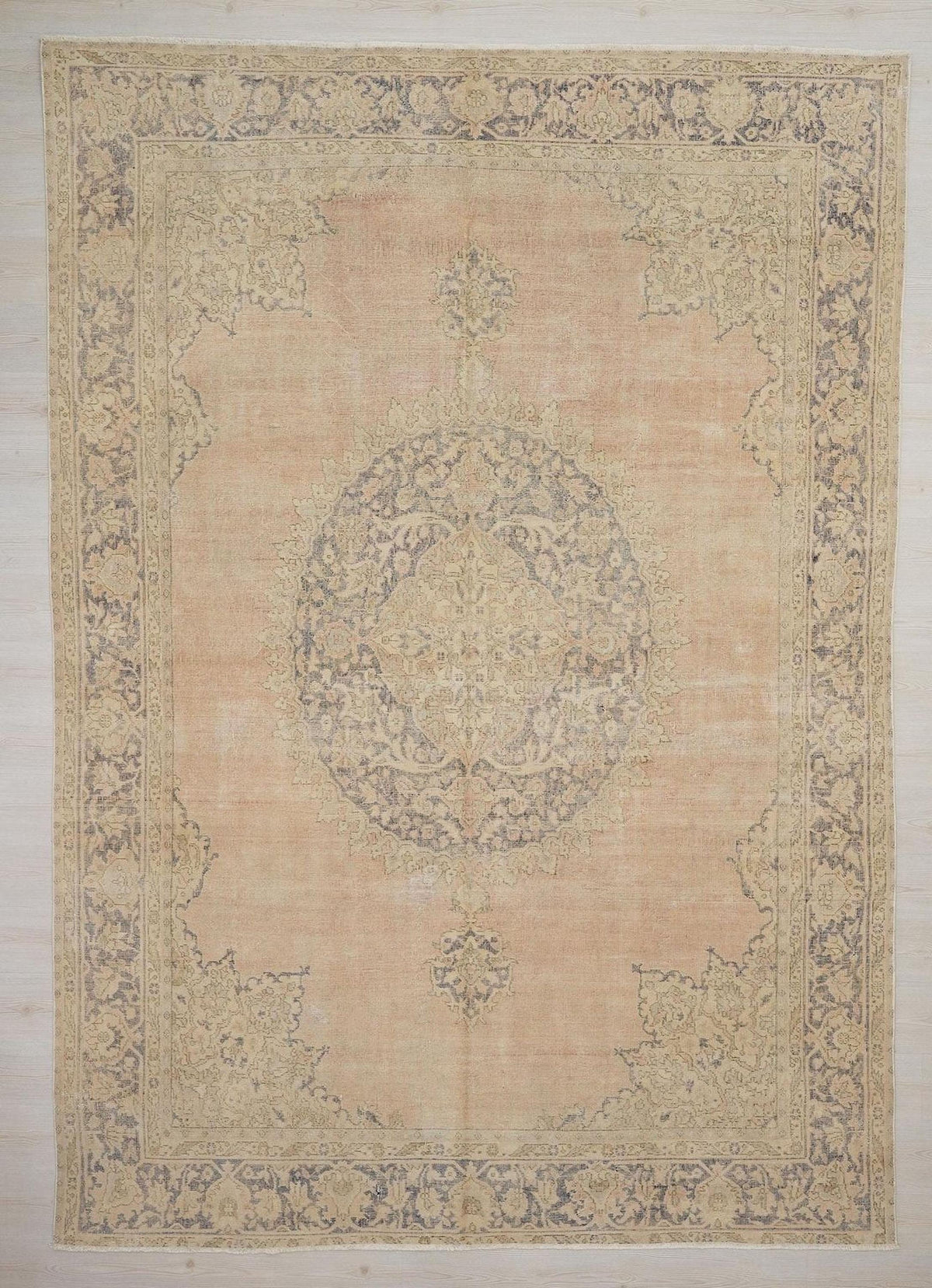 Vintage Oushak Rug: 8x11 Turkish Wool Carpet, Geometric Design Rugs.