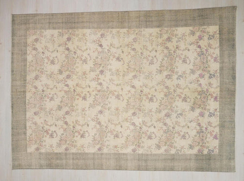 8x11 Floral Vintage Wool Oushak Rug: Large Size Home Living Floor Decor Handmade Turkish Rugs.