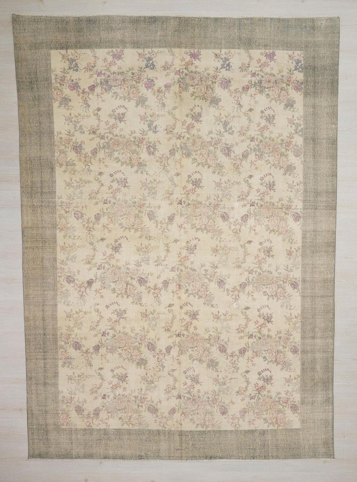 8x11 Floral Vintage Wool Oushak Rug: Large Size Home Living Floor Decor Handmade Turkish Rugs.