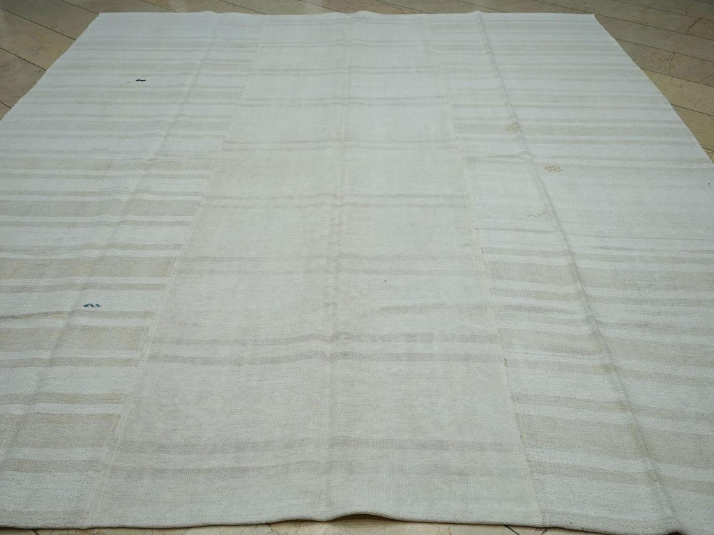 9x10 Square Oversized Eco-friendly Hemp Kilim Rug: Scandinavian Style Flat Woven Turkish Rugs.