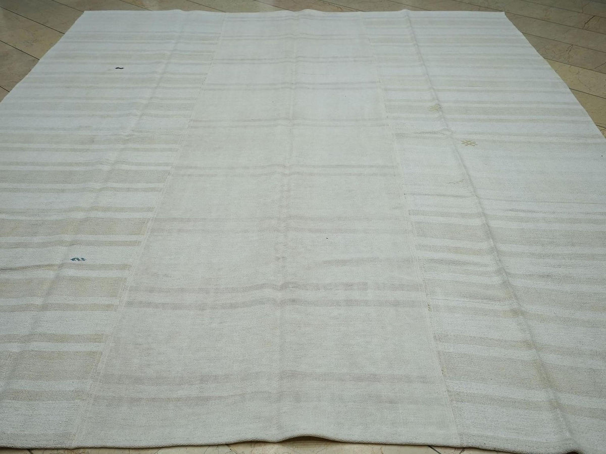 9x10 Square Oversized Eco-friendly Hemp Kilim Rug: Scandinavian Style Flat Woven Turkish Rugs.