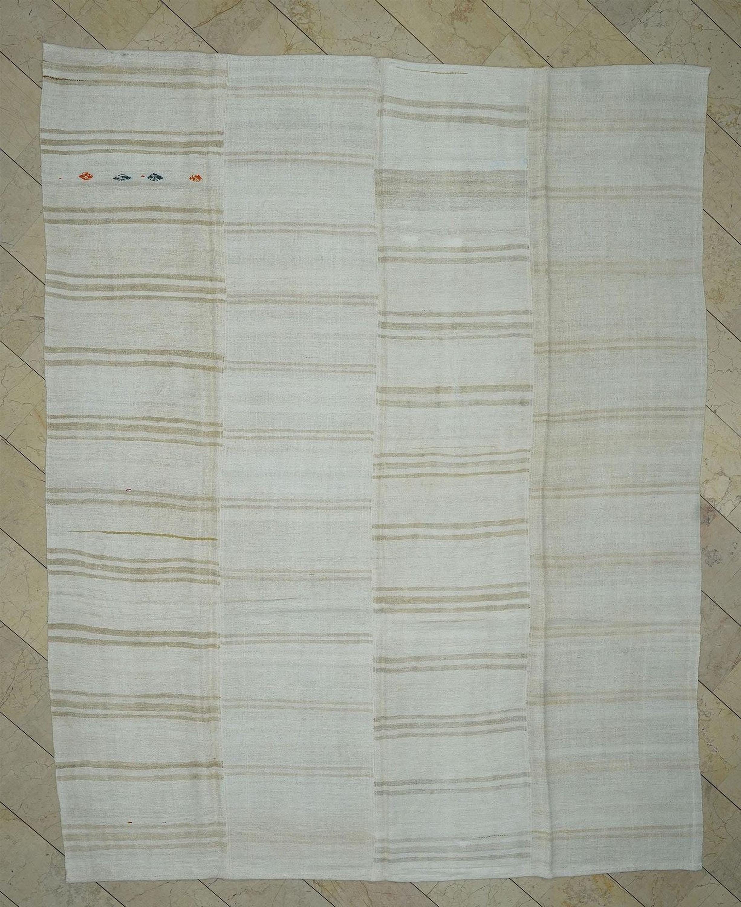 10x12 Oversize Striped Turkish Organic Hemp Rug: Home Living Decor Neutral Kilim Rugs