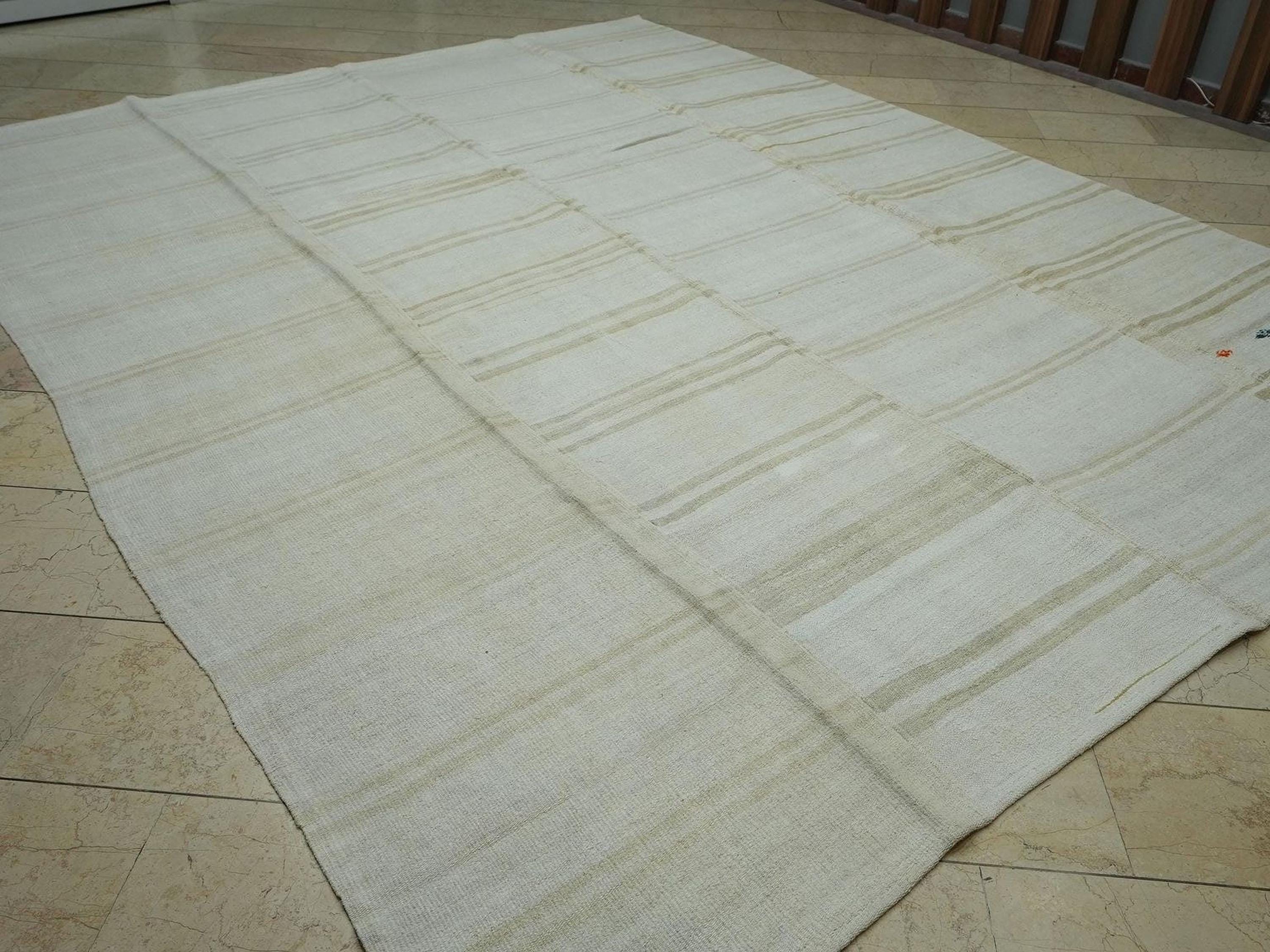 10x12 Oversize Striped Turkish Organic Hemp Rug: Home Living Decor Neutral Kilim Rugs