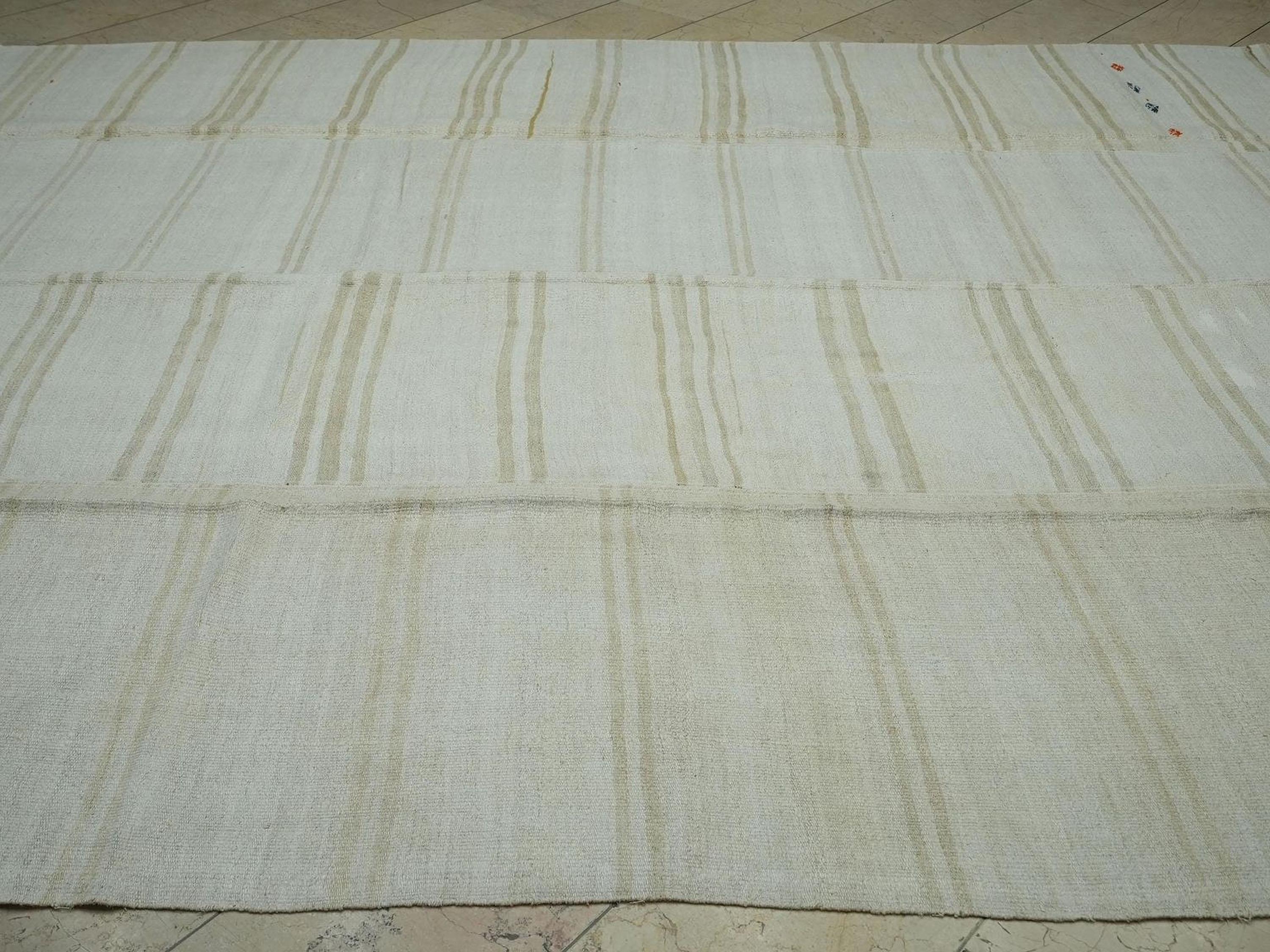 10x12 Oversize Striped Turkish Organic Hemp Rug: Home Living Decor Neutral Kilim Rugs