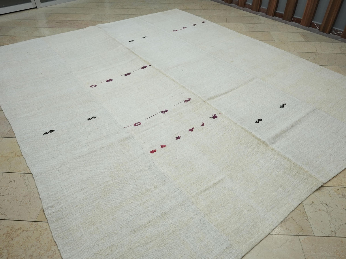 9x11 Scandinavian Style: Home Living Floor Decor Oversize Neutral Hemp Kilim Rug.