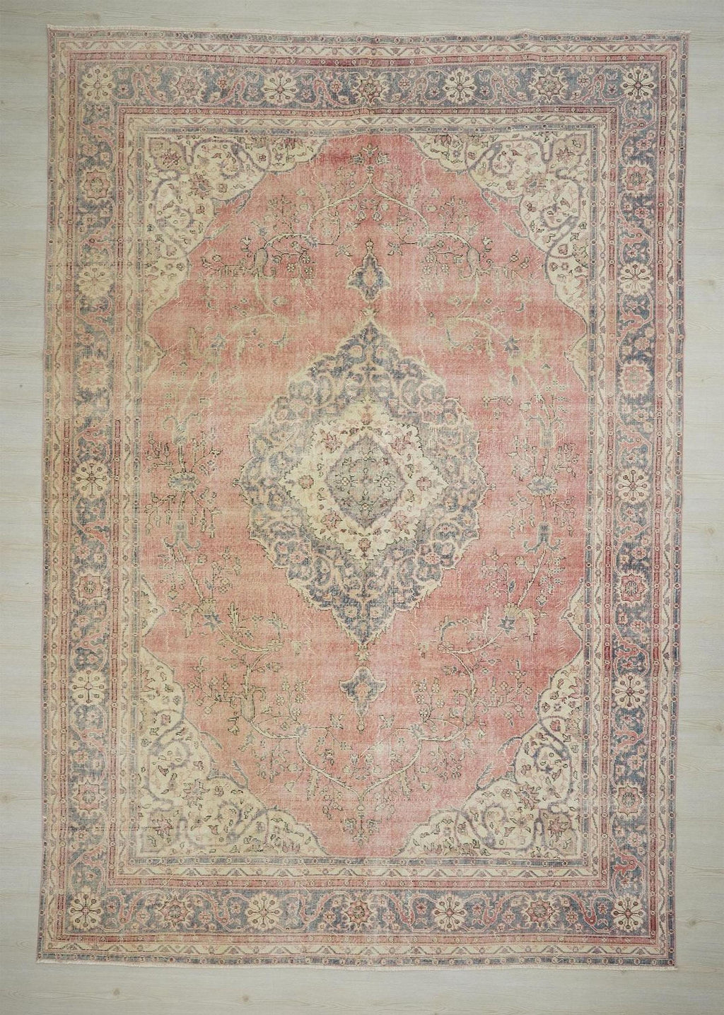 Oversize Handwoven Vintage Oushak Rug: Turkish Wool on Cotton Carpet, 8.5x12 Home Living Rugs.