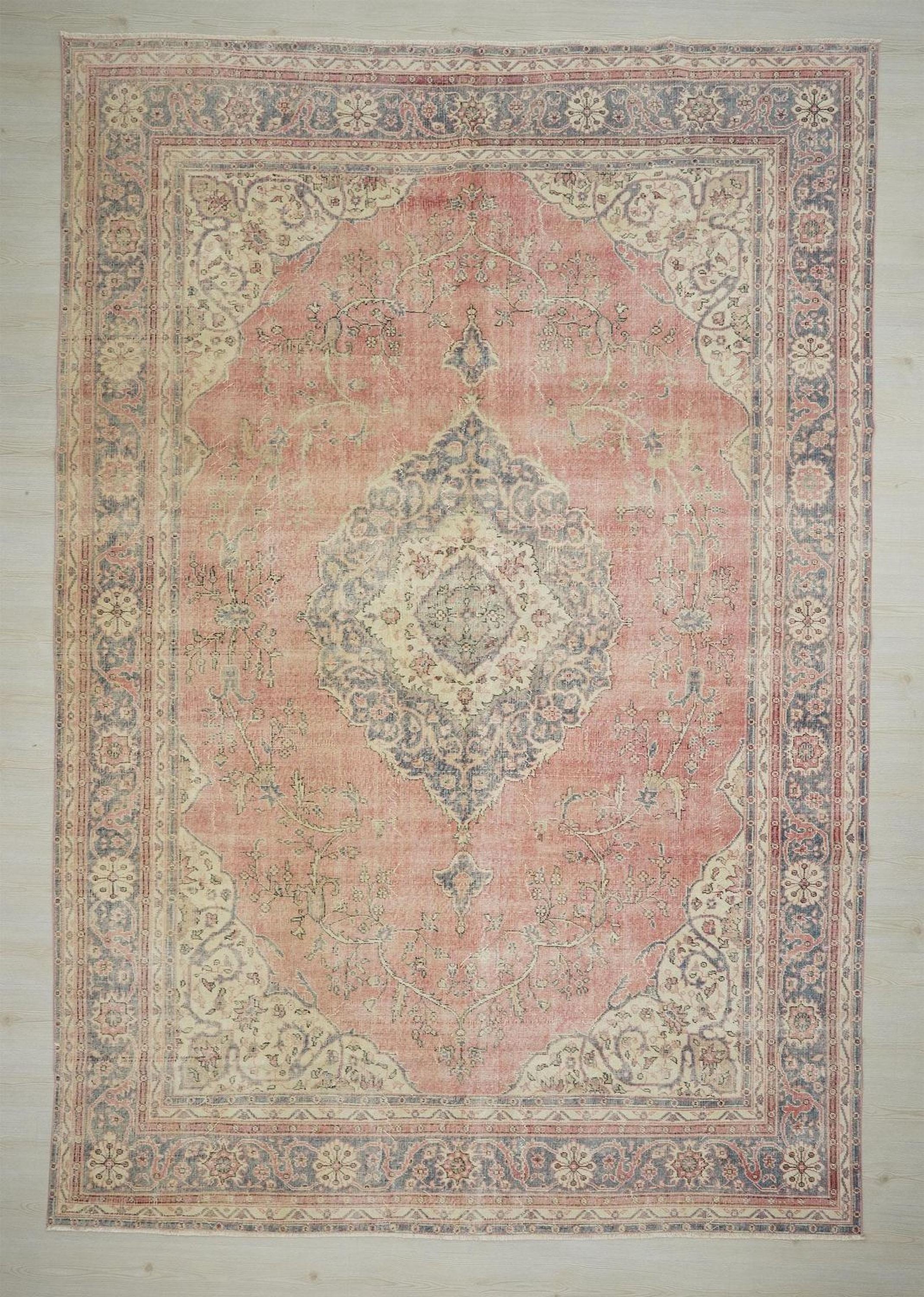 Oversize Handwoven Vintage Oushak Rug: Turkish Wool on Cotton Carpet, 8.5x12 Home Living Rugs.