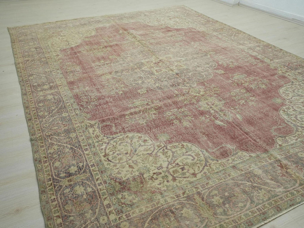 Oversize Handwoven Vintage Oushak Rug: 8x11 Turkish Wool On Cotton Carpet,Home Living Rugs.