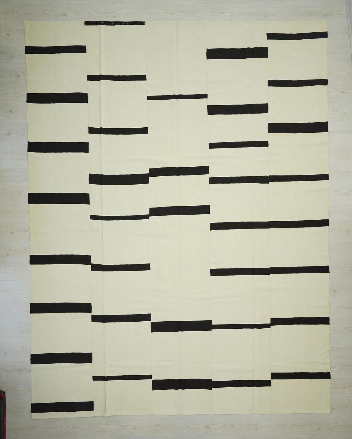10x13 Scandinavian Style Brown & White Striped Turkish Kilim Rug