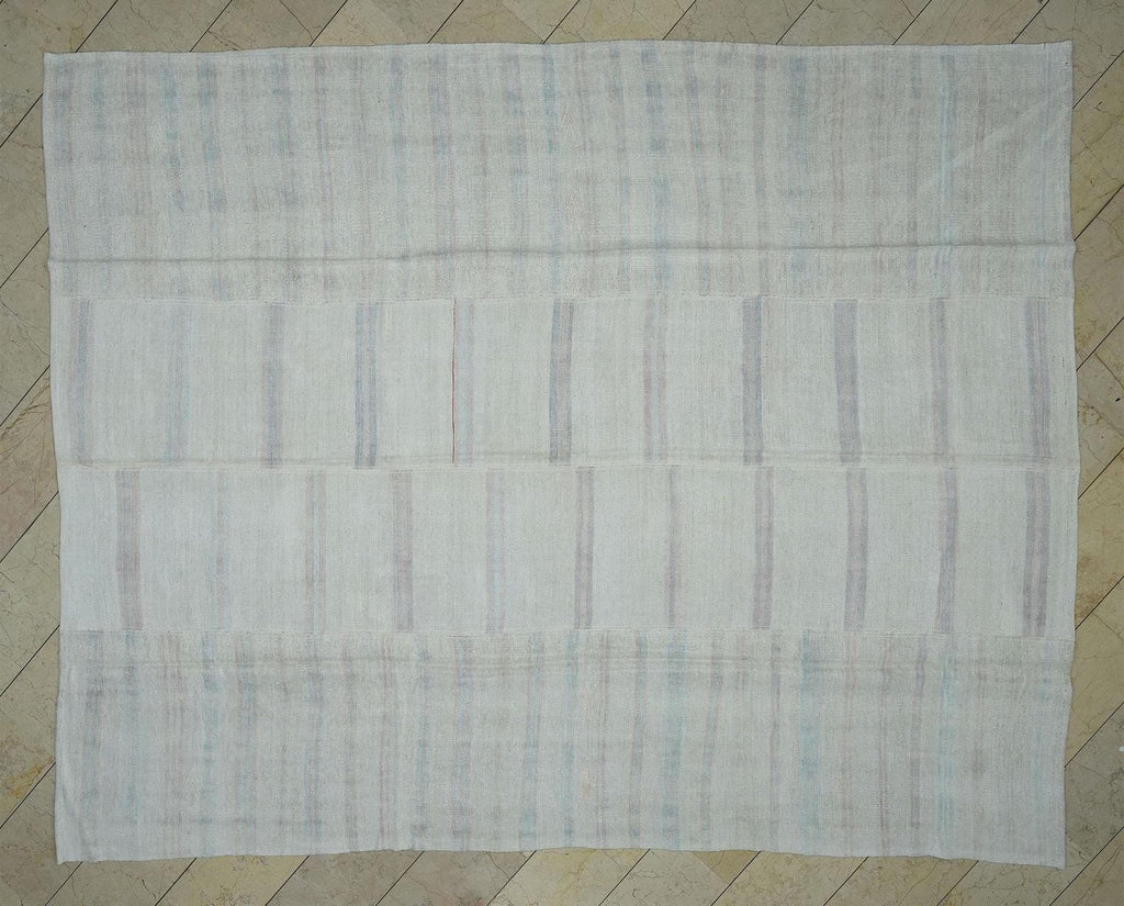 Oversized Handmade Hemp Rug: 1960s Minimalist Kilim 9,5"x12" Feet.