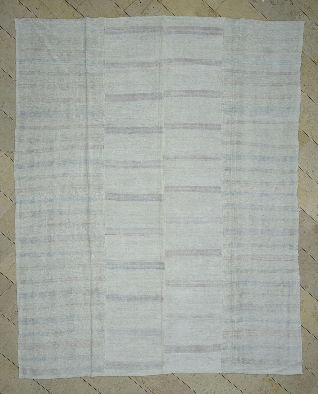 Oversized Handmade Hemp Rug: 1960s Minimalist Kilim 9,5"x12" Feet.
