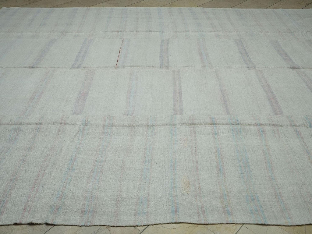 Oversized Handmade Hemp Rug: 1960s Minimalist Kilim 9,5"x12" Feet.