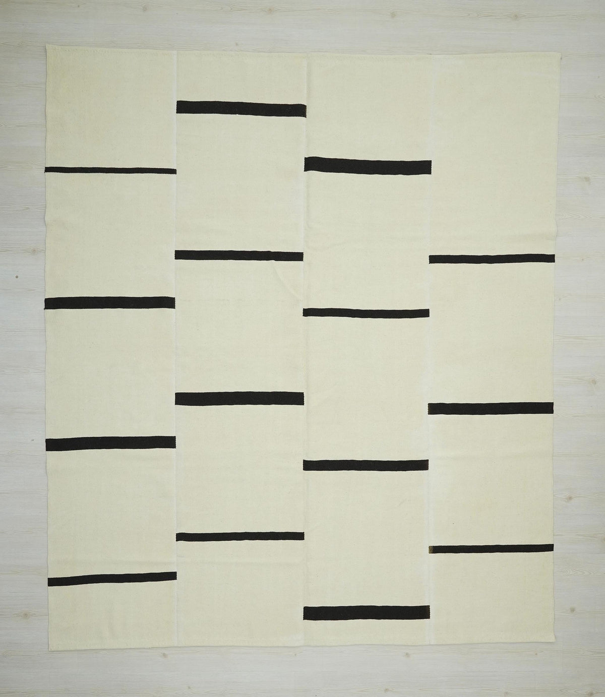 Large Modern Turkish Kilim Rug: Minimalist Stripe Design Rugs 8x10 ft