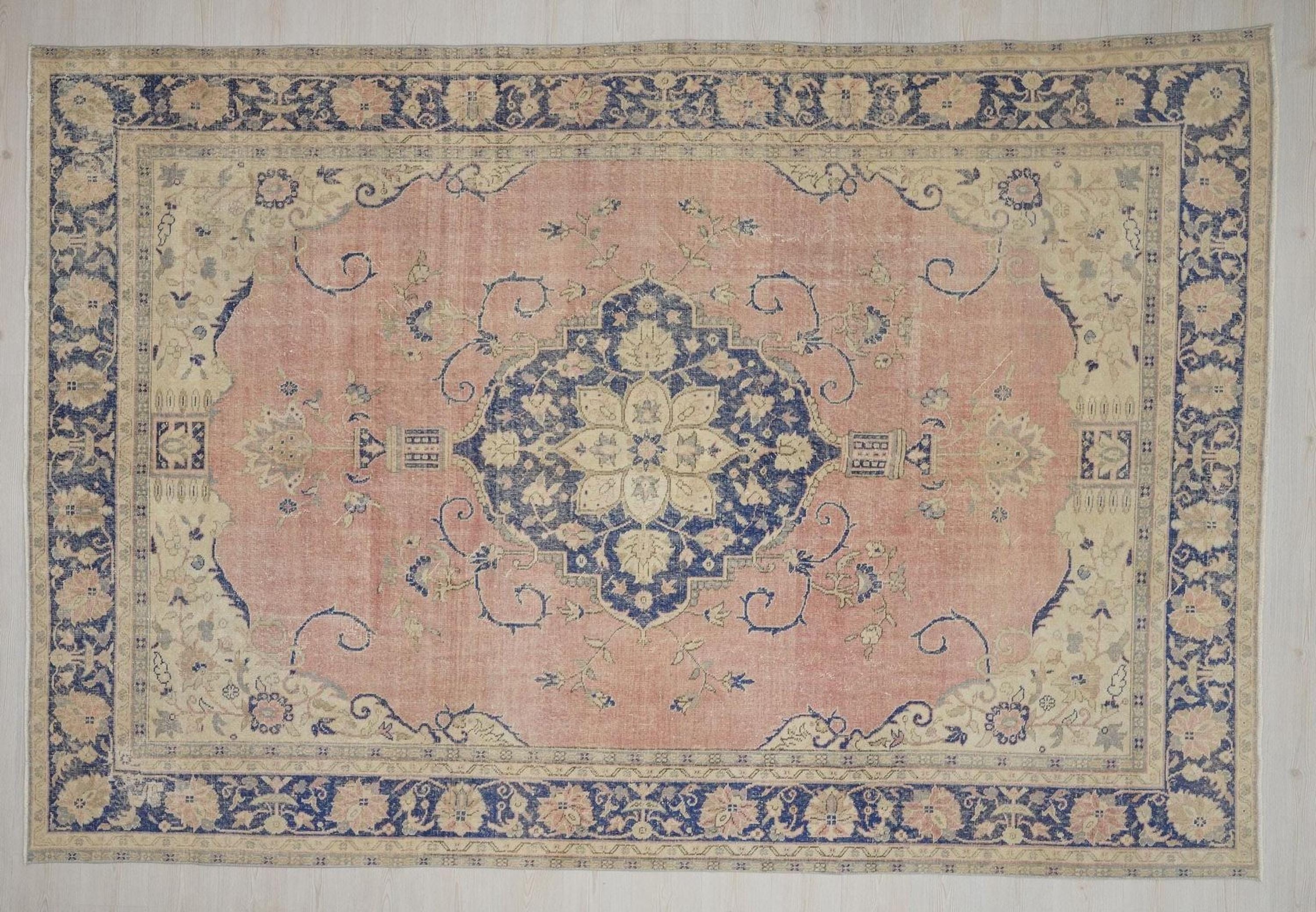 Oversize Vintage Oushak Rug: 8x12 Mid-Century Modern Wool Carpet,Bohemian Style Rugs.
