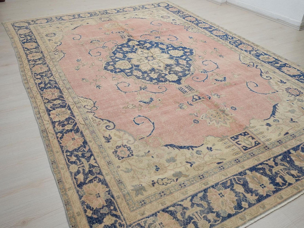 Oversize Vintage Oushak Rug: 8x12 Mid-Century Modern Wool Carpet,Bohemian Style Rugs.