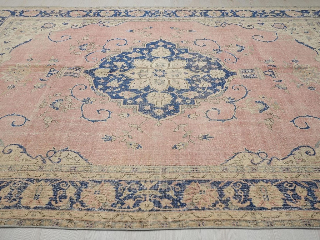 Oversize Vintage Oushak Rug: 8x12 Mid-Century Modern Wool Carpet,Bohemian Style Rugs.