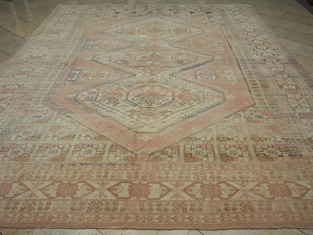 Oversized Wool Oushak Rug: 8.7"x11.5" Mid-Century Modern Turkish Rugs