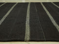 Oversize Striped Turkish Kilim Rug: 8.4x9.1 Feet,Dark Brown And Gray Goat Hair Rugs.